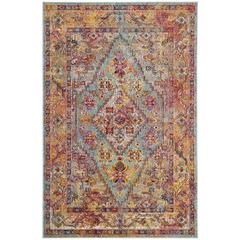 CRYSTAL, LIGHT BLUE / ORANGE, 4' X 6', Area Rug, CRS507A-4