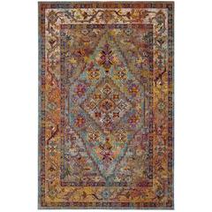CRYSTAL, LIGHT BLUE / ORANGE, 5' X 8', Area Rug, CRS507A-5