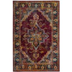 CRYSTAL, RUBY / NAVY, 5' X 8', Area Rug