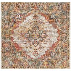 CRYSTAL, CREAM / ROSE, 7' X 7' Square, Area Rug