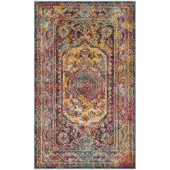 CRYSTAL, TEAL / ROSE, 3' X 5', Area Rug