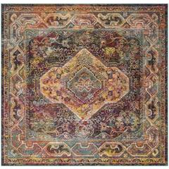 CRYSTAL, TEAL / ROSE, 7' X 7' Square, Area Rug