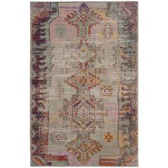 CRYSTAL, LIGHT GREY / PURPLE, 5' X 8', Area Rug