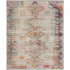 CRYSTAL, LIGHT GREY / PURPLE, 8' X 10', Area Rug