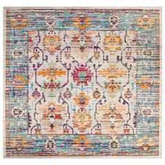 CRYSTAL, CREAM / TEAL, 7' X 7' Square, Area Rug