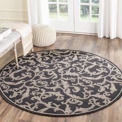 COURTYARD, BLACK / SAND, 5'-3" X 5'-3" Round, Area Rug, CY2653-3908-5R