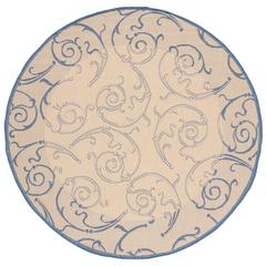 COURTYARD, NATURAL / BLUE, 6'-7" X 6'-7" Round, Area Rug, CY2665-3101-7R