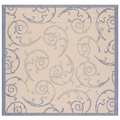 COURTYARD, NATURAL / BLUE, 6'-7" X 6'-7" Square, Area Rug, CY2665-3101-7SQ