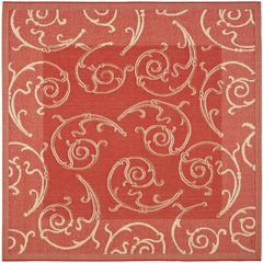 COURTYARD, RED / NATURAL, 6'-7" X 6'-7" Square, Area Rug, CY2665-3707-7SQ