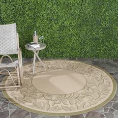 COURTYARD, NATURAL / OLIVE, 6'-7" X 6'-7" Round, Area Rug, CY2666-1E01-7R