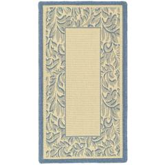 COURTYARD, NATURAL / BLUE, 6'-7" X 6'-7" Round, Area Rug, CY2666-3101-7R