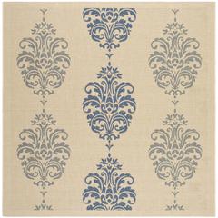 COURTYARD, NATURAL / BLUE, 6'-7" X 6'-7" Square, Area Rug, CY2720-3101-7SQ