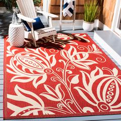 COURTYARD, RED / NATURAL, 6'-7" X 9'-6", Area Rug, CY2961-3707-6