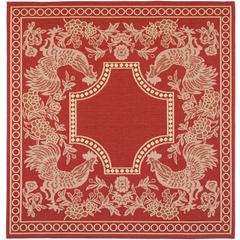 COURTYARD, RED / NATURAL, 6'-7" X 6'-7" Square, Area Rug, CY3305-3707-7SQ