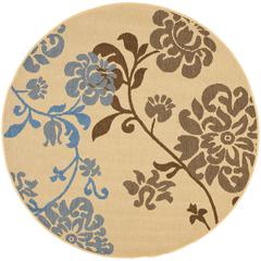 COURTYARD, NATURAL BROWN / BLUE, 5'-3" X 5'-3" Round, Area Rug, CY4027B-5R