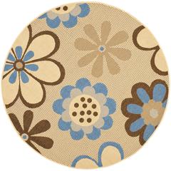 COURTYARD, NATURAL BROWN / BLUE, 5'-3" X 5'-3" Round, Area Rug, CY4035B-5R