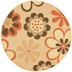 COURTYARD, NATURAL BROWN / TERRACOTTA, 5'-3" X 5'-3" Round, Area Rug