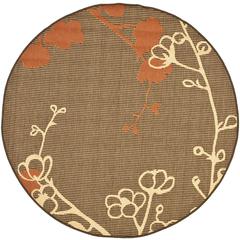 COURTYARD, BROWN NATURAL / TERRACOTTA, 5'-3" X 5'-3" Round, Area Rug