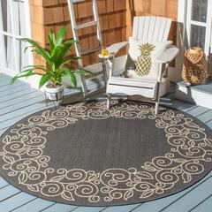 COURTYARD, BLACK / BEIGE, 6'-7" X 6'-7" Round, Area Rug, CY5139D-7R