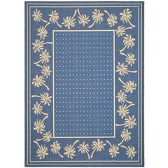 COURTYARD, BLUE / IVORY, 8' X 11', Area Rug