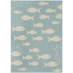 COURTYARD, AQUA / BEIGE, 4' X 5'-7", Area Rug, CY6012-223-4