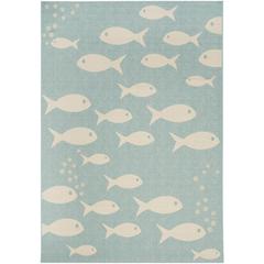 COURTYARD, AQUA / BEIGE, 5'-3" X 7'-7", Area Rug, CY6012-223-5