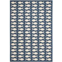 COURTYARD, NAVY / BEIGE, 6'-7" X 9'-6", Area Rug, CY6013-268-6