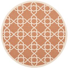 COURTYARD, TERRACOTTA / BEIGE, 5'-3" X 5'-3" Round, Area Rug