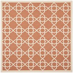 COURTYARD, TERRACOTTA / BEIGE, 6'-7" X 6'-7" Square, Area Rug