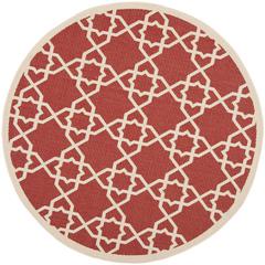COURTYARD, RED / BEIGE, 5'-3" X 5'-3" Round, Area Rug