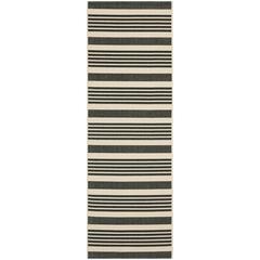 COURTYARD, BLACK / BONE, 2'-3" X 10', Area Rug, CY6062-216-210