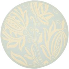 COURTYARD, AQUA / CREAM, 6'-7" X 6'-7" Round, Area Rug, CY6109-25-7R