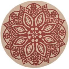COURTYARD, BEIGE / RED, 6'-7" X 6'-7" Round, Area Rug, CY6139-238-7R