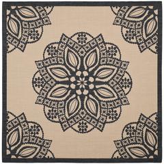 COURTYARD, BEIGE / BLACK, 6'-7" X 6'-7" Square, Area Rug, CY6139-256-7SQ