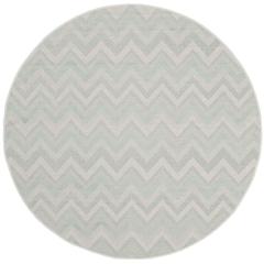 COURTYARD, LIGHT GREY / AQUA, 5'-3" X 5'-3" Round, Area Rug