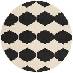 COURTYARD, BEIGE / BLACK, 5'-3" X 5'-3" Round, Area Rug, CY6162-256-5R