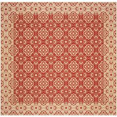 COURTYARD, RED / CREME, 7'-10" X 7'-10" Square, Area Rug