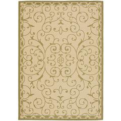 COURTYARD, CREAM / GREEN, 6'-7" X 9'-6", Area Rug, CY6888-14-6