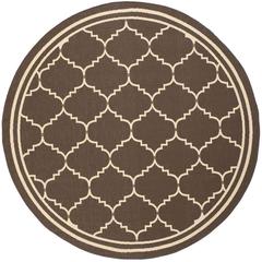 COURTYARD, CHOCOLATE / CREAM, 6'-7" X 6'-7" Round, Area Rug