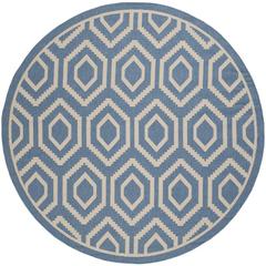 COURTYARD, BLUE / BEIGE, 7'-10" X 7'-10" Round, Area Rug, CY6902-243-8R