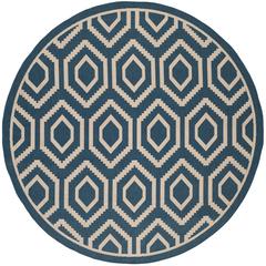 COURTYARD, NAVY / BEIGE, 7'-10" X 7'-10" Round, Area Rug, CY6902-268-8R
