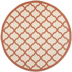 COURTYARD, BEIGE / TERRACOTTA, 7'-10" X 7'-10" Round, Area Rug