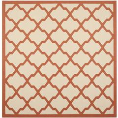 COURTYARD, BEIGE / TERRACOTTA, 7'-10" X 7'-10" Square, Area Rug