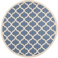 COURTYARD, BLUE / BEIGE, 7'-10" X 7'-10" Round, Area Rug, CY6903-243-8R