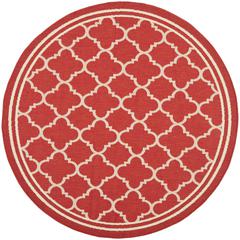 COURTYARD, RED / BONE, 4' X 4' Round, Area Rug