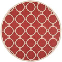 COURTYARD, RED / BONE, 7'-10" X 7'-10" Round, Area Rug, CY6924-248-8R