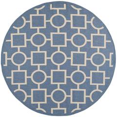 COURTYARD, BLUE / BEIGE, 7'-10" X 7'-10" Round, Area Rug, CY6925-243-8R