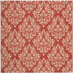 COURTYARD, RED / CREME, 6'-7" X 6'-7" Square, Area Rug