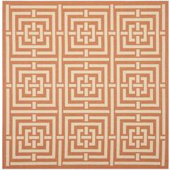 COURTYARD, TERRACOTTA / CREAM, 6'-7" X 6'-7" Square, Area Rug