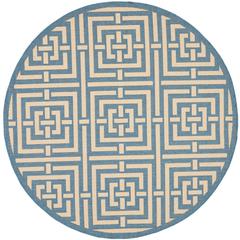 COURTYARD, BLUE / BONE, 5'-3" X 5'-3" Round, Area Rug, CY6937-23-5R